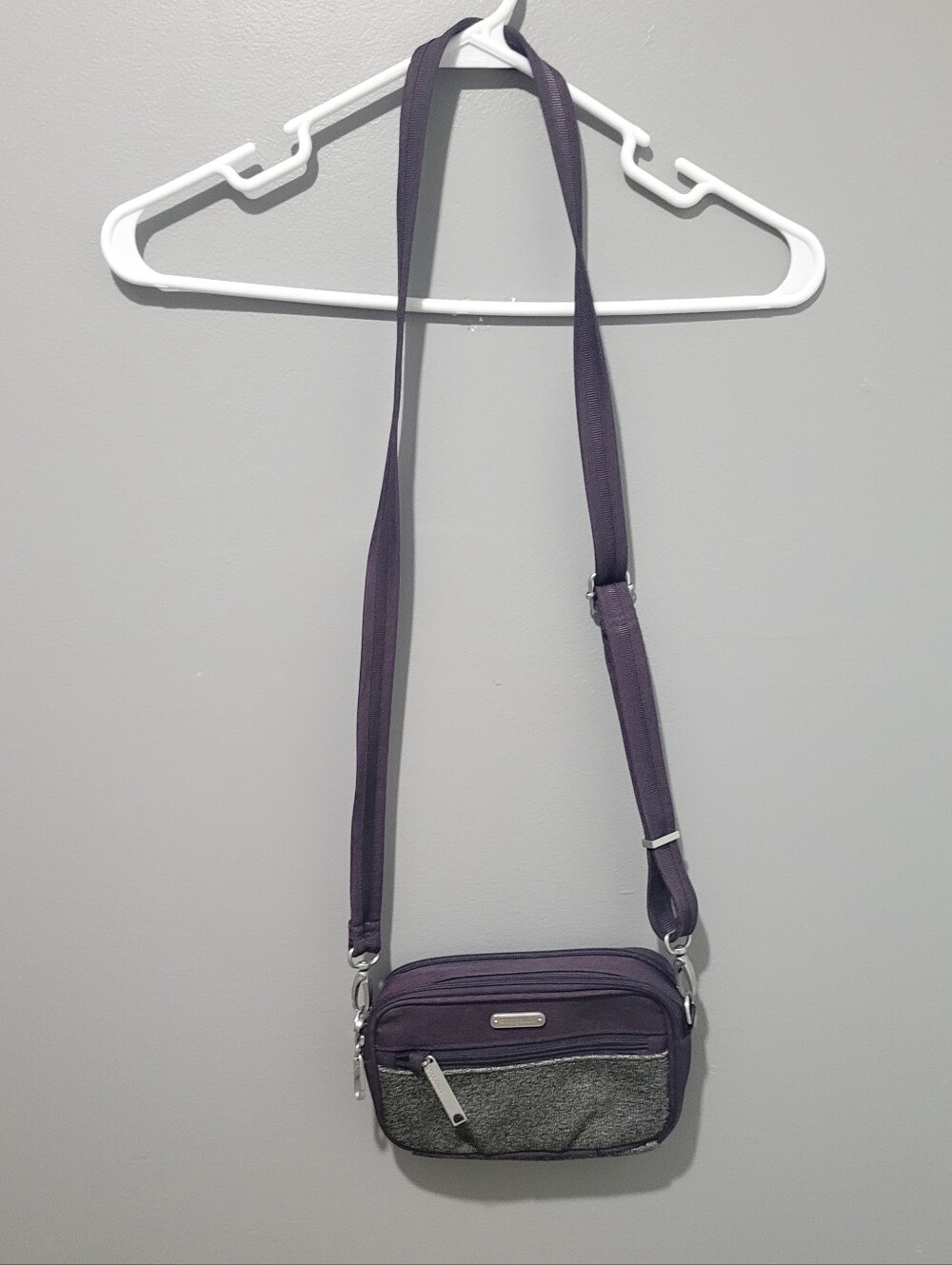 Baggalini Purple Double Zip Pocket Crossbody 8x5